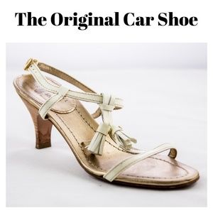 Prada Owned Car Shoe Gold Pump with Tassel